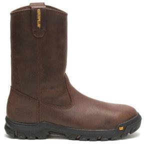 Caterpillar Drawbar Steel-Toe Pull On Work Boot Brown Profile View