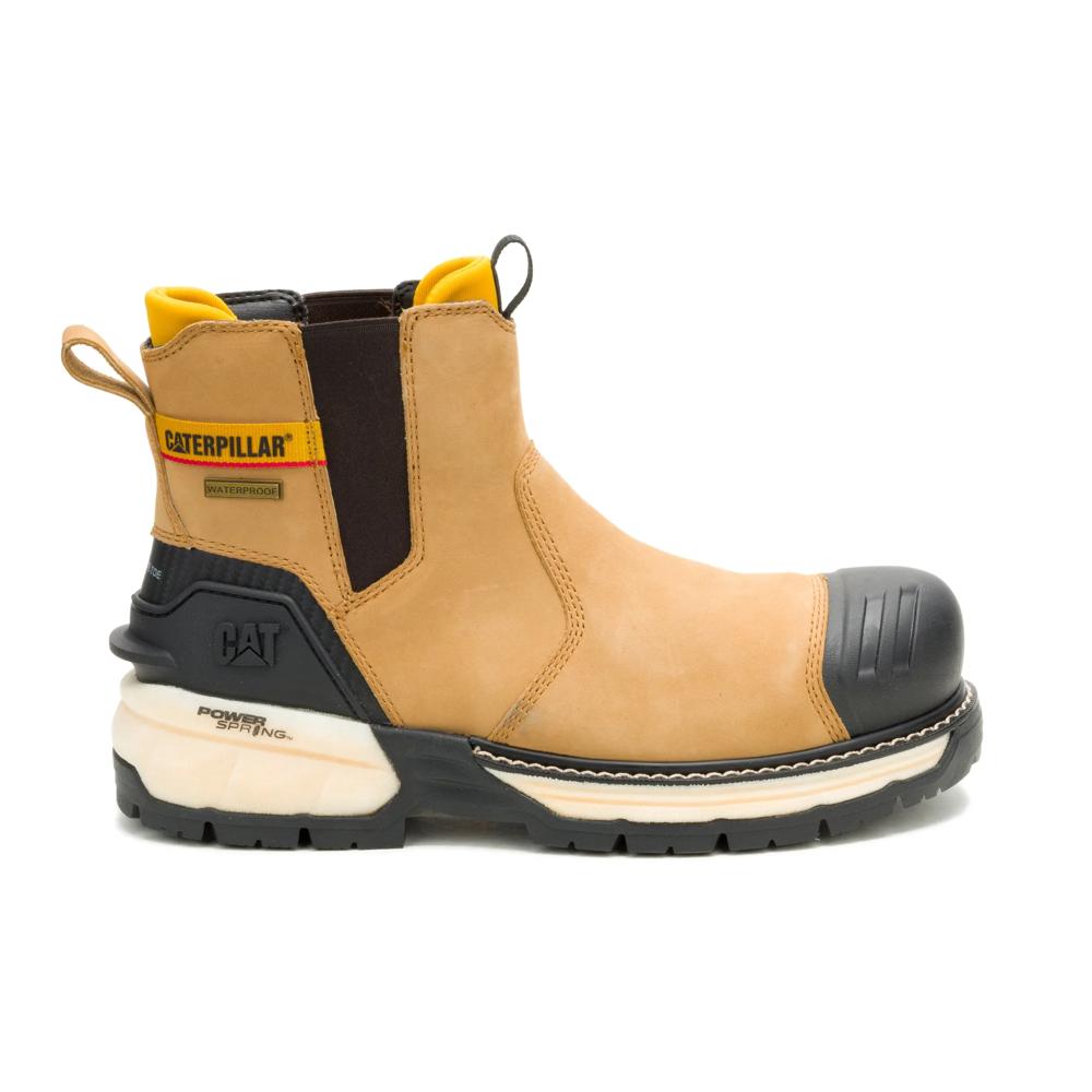 Caterpillar Men's Excavator PowerSpring Chelsea Composite Toe Boot Honey - Lateral View