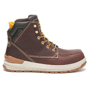 Caterpillar Impact Composite-Toe Waterproof Work Boot Red Brown Profile View