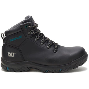 Caterpillar Mae Women’s Steel-Toe Waterproof Work Boot Black Profile View