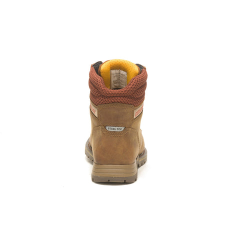 Caterpillar Paisley 6 Inch Women’s Steel-Toe Work Boot Brown P91573 Heel Image