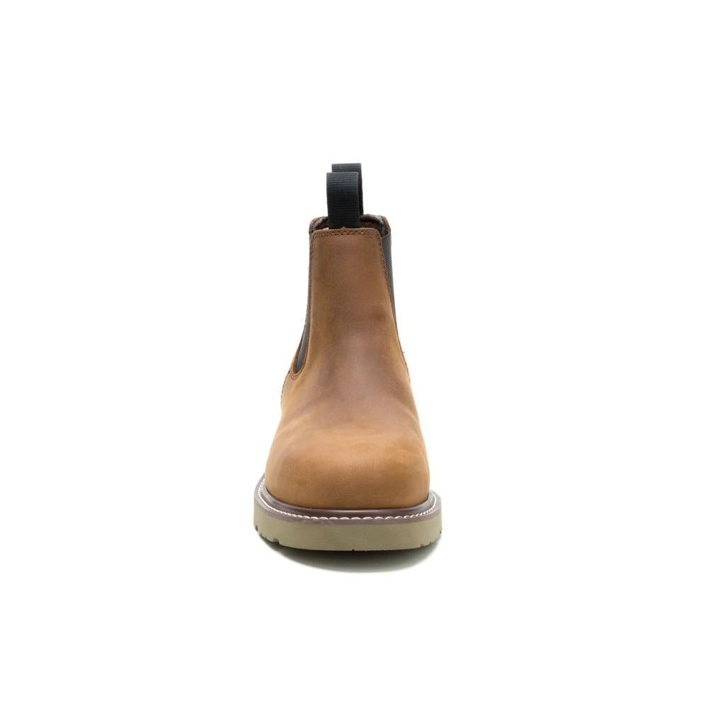 Caterpillar Men's Reclaimer Wedge Chelsea Steel Toe Boot Dark Brown - Front View