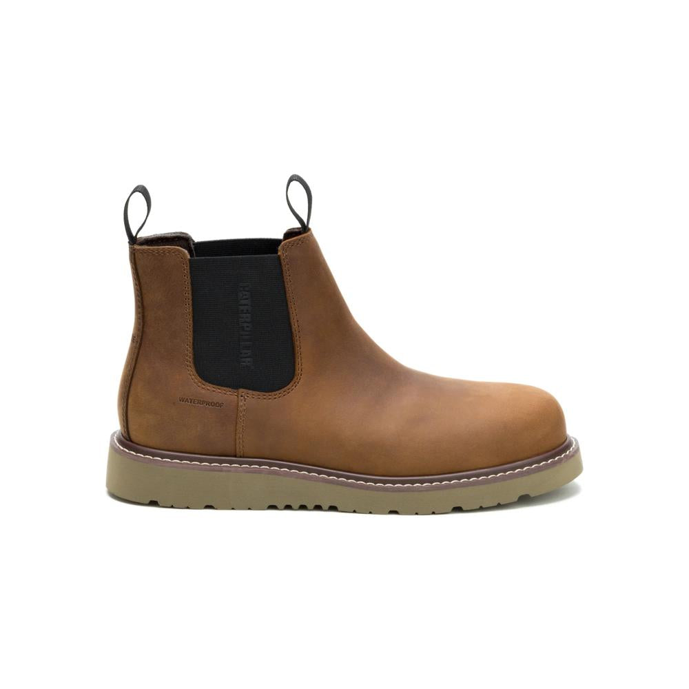 Caterpillar Men's Reclaimer Wedge Chelsea Steel Toe Boot Dark Brown - Lateral View