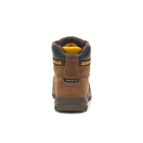 Caterpillar Resorption Women’s Composite-Toe Waterproof Work Boot Leather Brown P91392 Heel Image