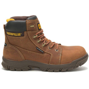 Caterpillar Resorption Women’s Composite-Toe Waterproof Work Boot Leather Brown Profile View