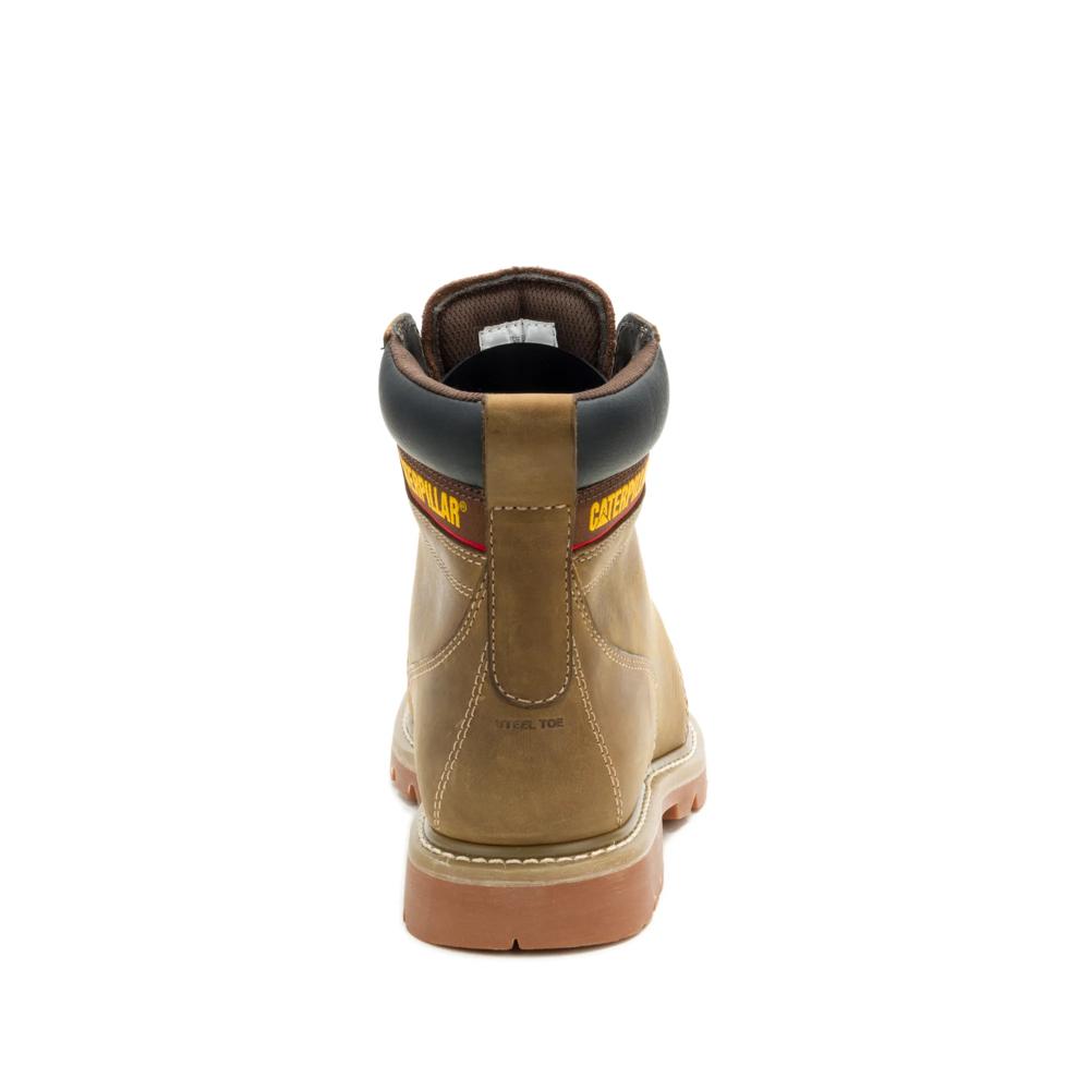 Caterpillar Men's Second Shift Grader Moc Toe Steel Toe Boot Dark Wheat - Heel View