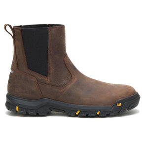 Caterpillar Wheelbase Soft-Toe Chelsea Work Boot Brown Profile View