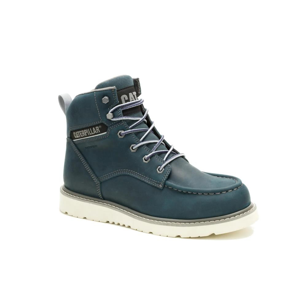 Caterpillar Women's Reclaimer Wedge Soft Toe Boot Navy - Angled View