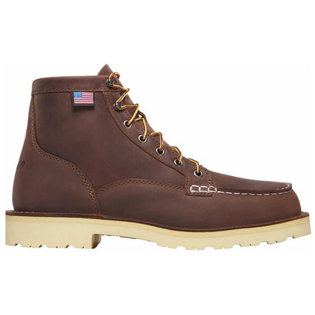 Danner Bull Run Moc Toe 6" Soft Toe Work Boot Brown Heel Profile View
