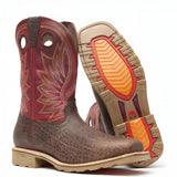 Durango Maverick Pro Steel Toe Waterproof Western Work Boot Safari Elephant And Crimson Side