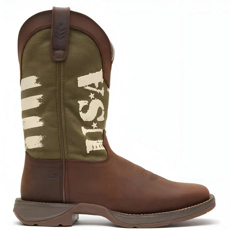 Durango Rebel Army Green USA Print Western Boot Medial