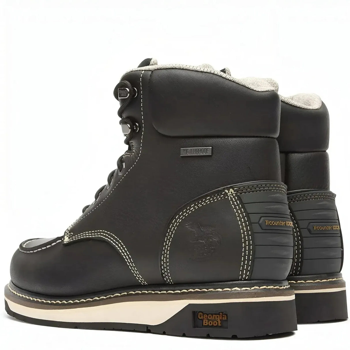 Georgia Boot AMP LT Wedge Waterproof Moc-Toe Work Boot Black Heel