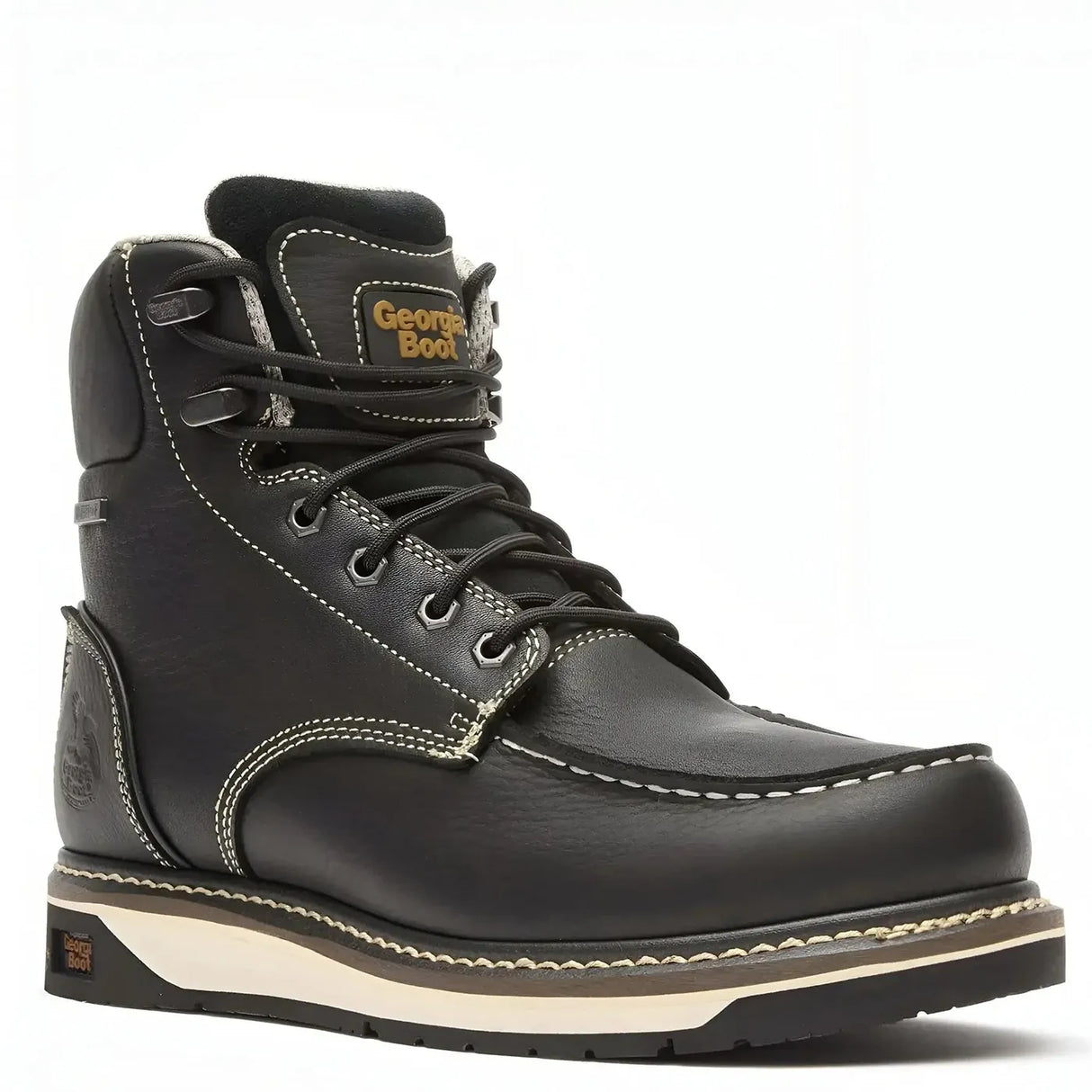 Georgia Boot AMP LT Wedge Waterproof Moc-Toe Work Boot Black Inner