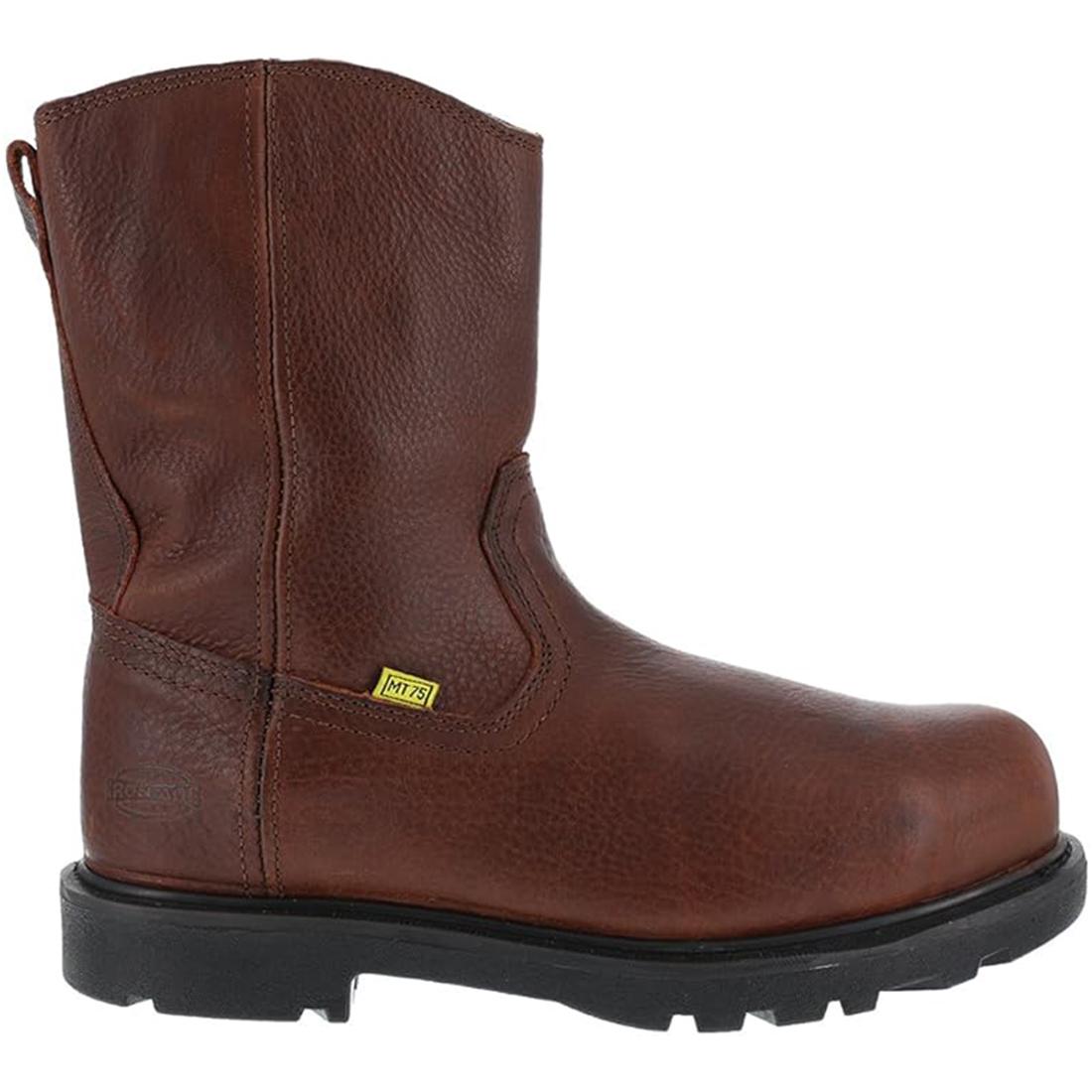 Iron Age Hauler Composite-Toe Int Met Guard 10 inch Wellington Work Boot Brown Profile View