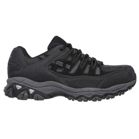 Skechers Work Men's Cankton Relaxed Fit Steel-Toe Shoe Black Profile View
