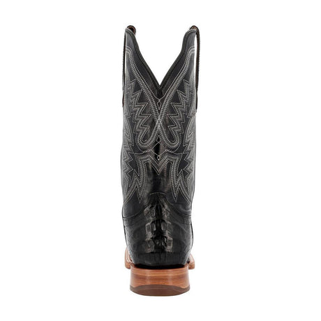 PRCA Collection Caiman Belly Western Boot Black DDB0470 Heel View