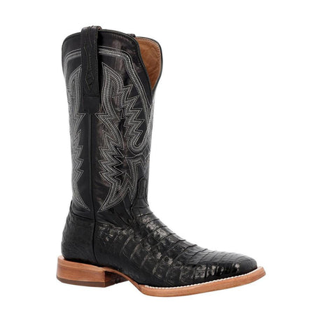 PRCA Collection Caiman Belly Western Boot Black DDB0470 Side View