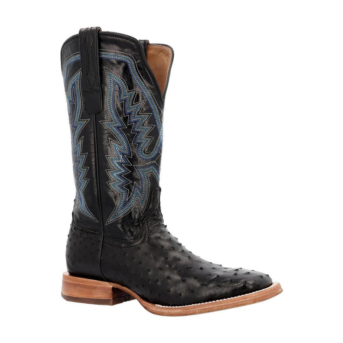 PRCA Collection Full-Quill Ostrich Western Boot Black DDB0469 Side View