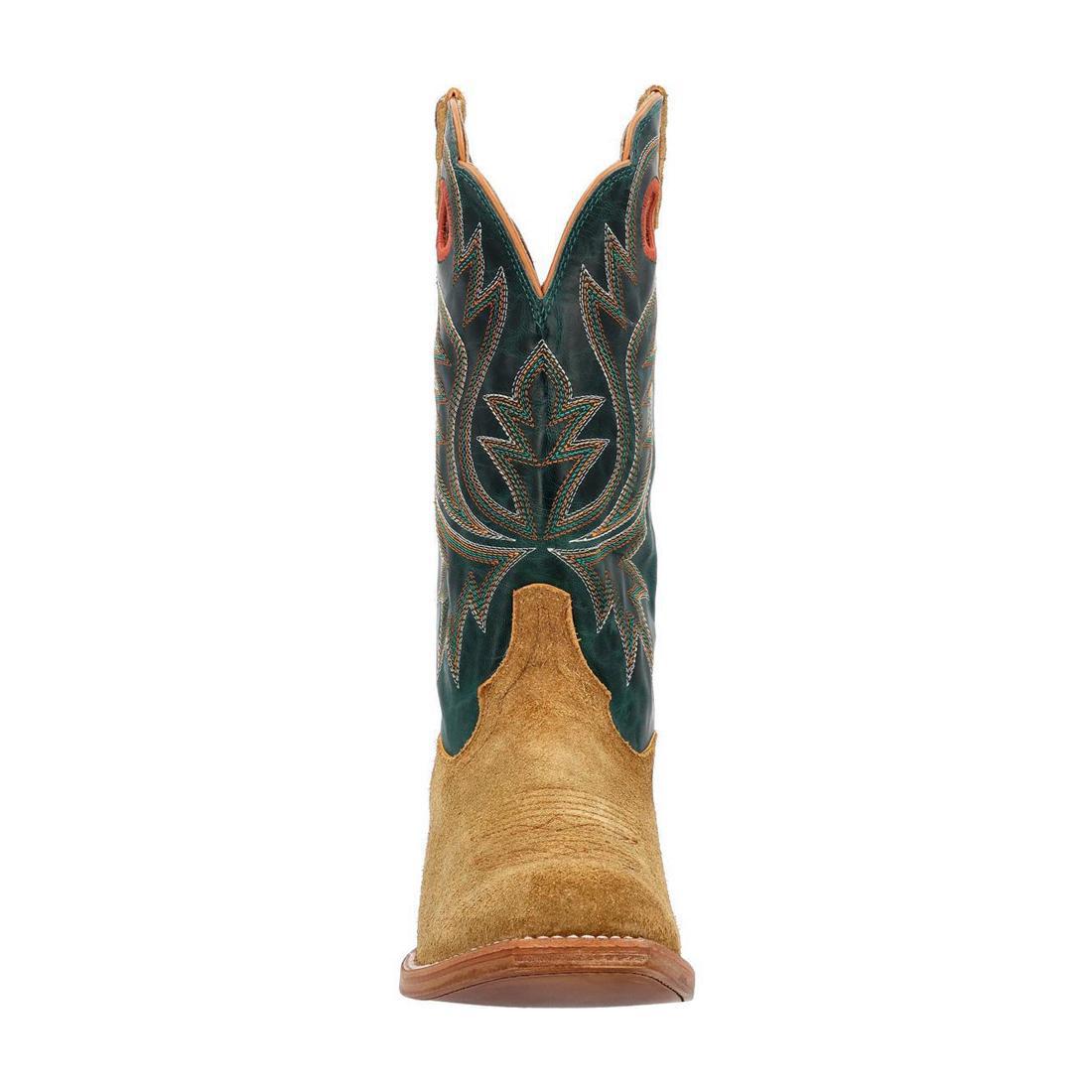 PRCA Roughout Western Boot Goldenrod And Deep Teal DDB0465 Heel View