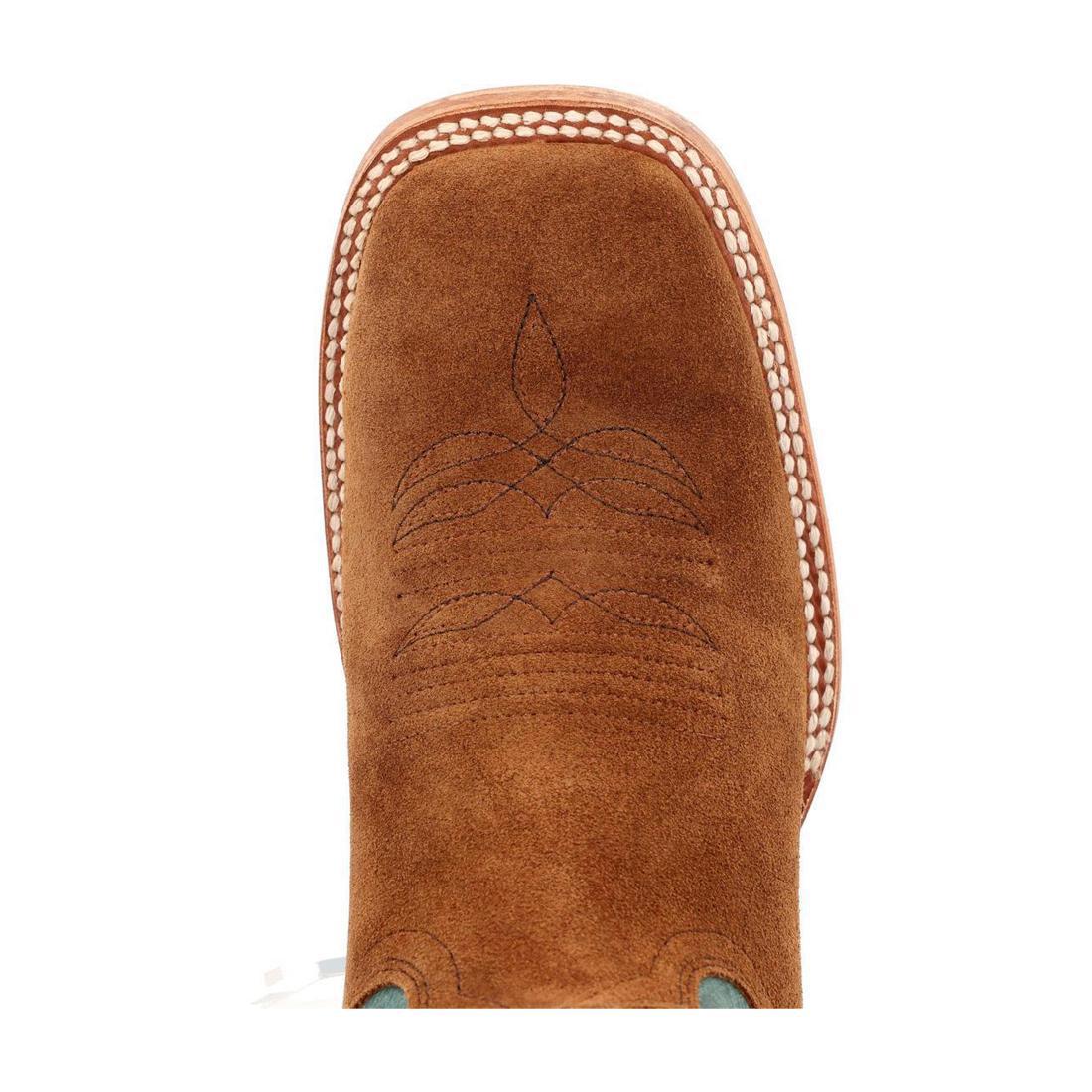 PRCA Roughout Western Boot whiskey Tobacco And Aqua DDB0467 Toe View