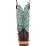 PRCA Roughout Western Boot whiskey Tobacco And Aqua DDB0467 Heel View