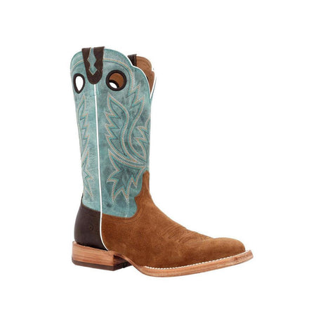 PRCA Roughout Western Boot whiskey Tobacco And Aqua DDB0467 Side View