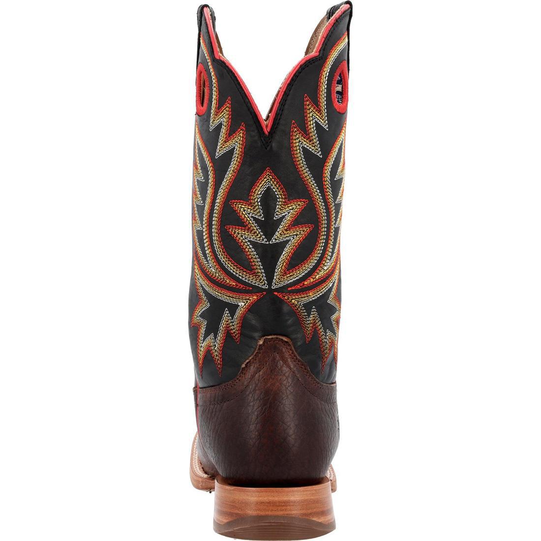 PRCA Collection Shrunken Bullhide Western Boot Chestnut & Black DDB0466 Heel View