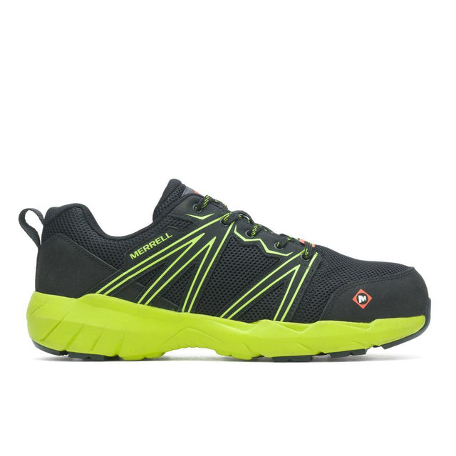 Fullbench Superlite Men's Alloy-Toe Work Shoes Black/Lime-Men's Work Shoes-Merrell-7-M-BLACK/LIME-Steel Toes