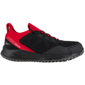 Reebok Work All Terrain Steel-Toe Athletic Work Shoe Black/Red Profile View
