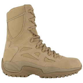 Reebok Work Rapid Response Rb 8 Inch Soft-Toe Side Zip Military Boot Desert Tan Profile View