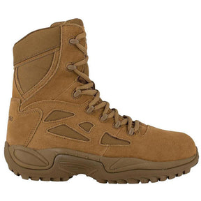 Reebok Work Rapid Response Rb 8 Inch Composite-Toe Side Zip Stealth Military Work Boot Coyote Profile View