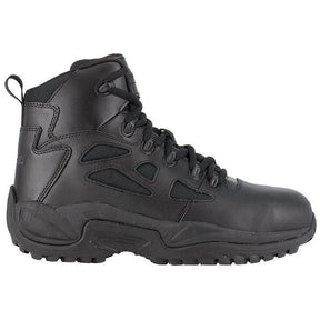 Reebok Work Rapid Response Rb 6 Inch Composite-Toe Side Zip Tactical Stealth Work Boot Black Profile View