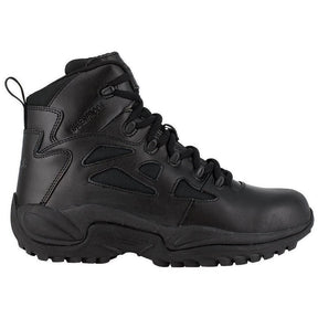 Reebok Work Rapid Response Rb 6 Inch Soft-Toe Waterproof Side Zip Tactical Stealth Boot Black Profile View