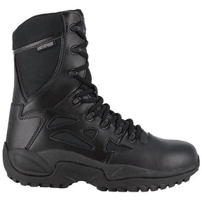 Reebok Work Rapid Response Rb 8 Inch Soft-Toe Waterproof Side Zip Tactical Stealth Boot Profile View