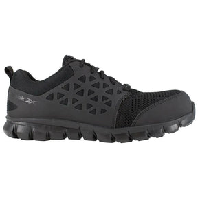 Reebok Work Sublite Cushion Composite-Toe SD Athletic Work Shoe Black Profile View