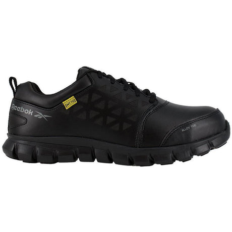 Reebok Work Sublite Cushion Alloy-Toe Int MetGuard Athletic Work Shoe Black Profile View
