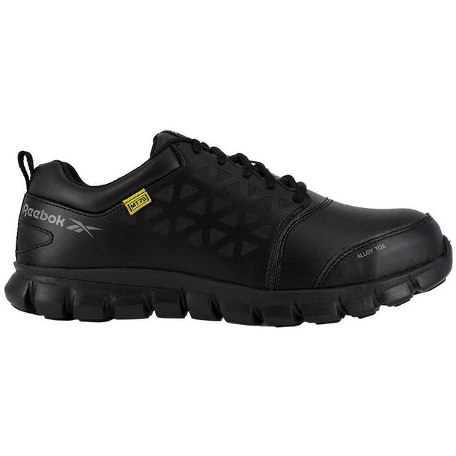 Reebok Work Sublite Cushion Alloy-Toe Int MetGuard Athletic Work Shoe Black Profile View