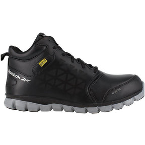 Reebok Work Sublite Cushion Alloy-Toe Metguard Athletic Work Shoe Black Profile View