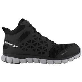Reebok Work Sublite Cushion Alloy-Toe SD Mid Cut Athletic Work Boot Black Profile View