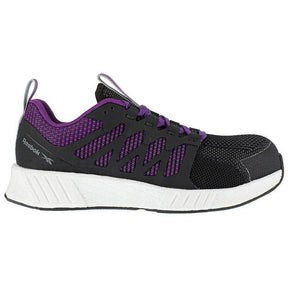 Reebok Work Women's Fusion Flexweave™ Composite-Toe Athletic Work Shoe Black/Purple Profile View