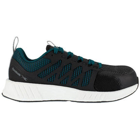 Reebok Work Women's Fusion Flexweave™ Composite-Toe Athletic Work Shoe Black/Teal Profile View