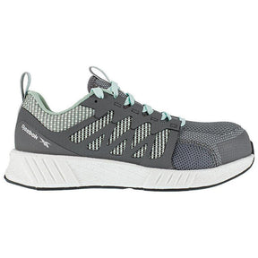 Reebok Work Women's Fusion Flexweave™ Composite-Toe Athletic Work Shoe Grey/Mint Green Profile View