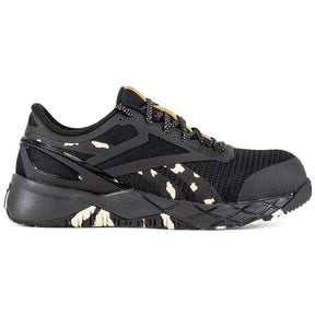 Reebok Work Women's Nanoflex Tr Composite-Toe Athletic Work Shoe Black/Camo Profile View