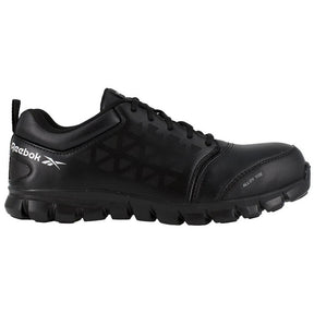 Reebok Work Women's Sublite Cushion Alloy-Toe Athletic Leather Work Shoe Black Profile View