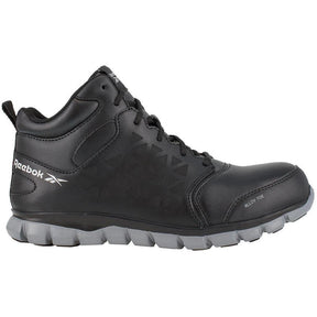 Reebok Work Women's Sublite Cushion Alloy-Toe Mid Cut Athletic Work Boot Black Profile View