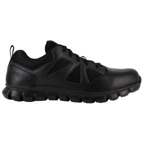Reebok Work Women's Sublite Cushion Soft-Toe Tactical Work Shoe Black Profile View