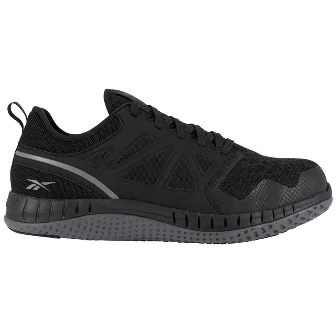 Reebok Work Women's Zprint Steel-Toe Athletic Work Shoe Black/Dark Gray Profile View