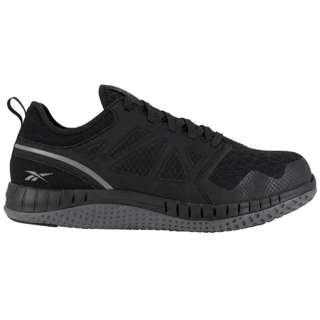 Reebok Work Women's Zprint Steel-Toe Athletic Work Shoe Black/Dark Gray Profile View