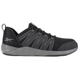 Reebok Work Women's Astroride Steel-Toe Athletic Work Shoe Black/Dark Grey Profile View