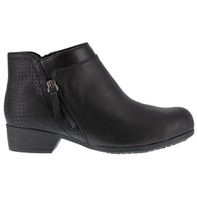 Rockport Works Women's Carly Work Alloy-Toe Work Bootie Black Profile View